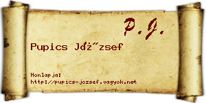 Pupics József névjegykártya